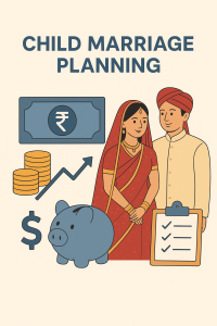 A financial planning guide for child marriage in India showing savings, investments, and future wedding cost planning