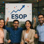 Team celebrating ESOP success in Indian startup